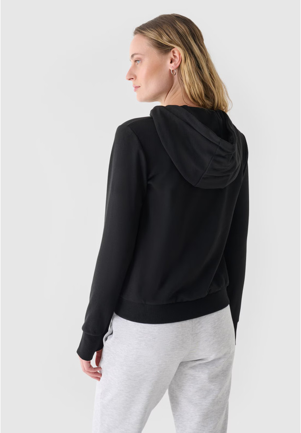 Bluza Dresowa Damska 4F Rozpinana Z Kapturem Czarna 4FSSS23TSWSF1346