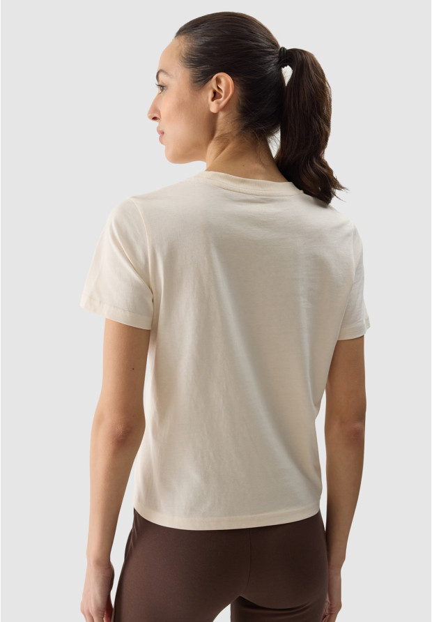 Koszulka Damska 4F T-shirt Z Nadrukiem Beżowy 4FWSS24TTSHF1354
