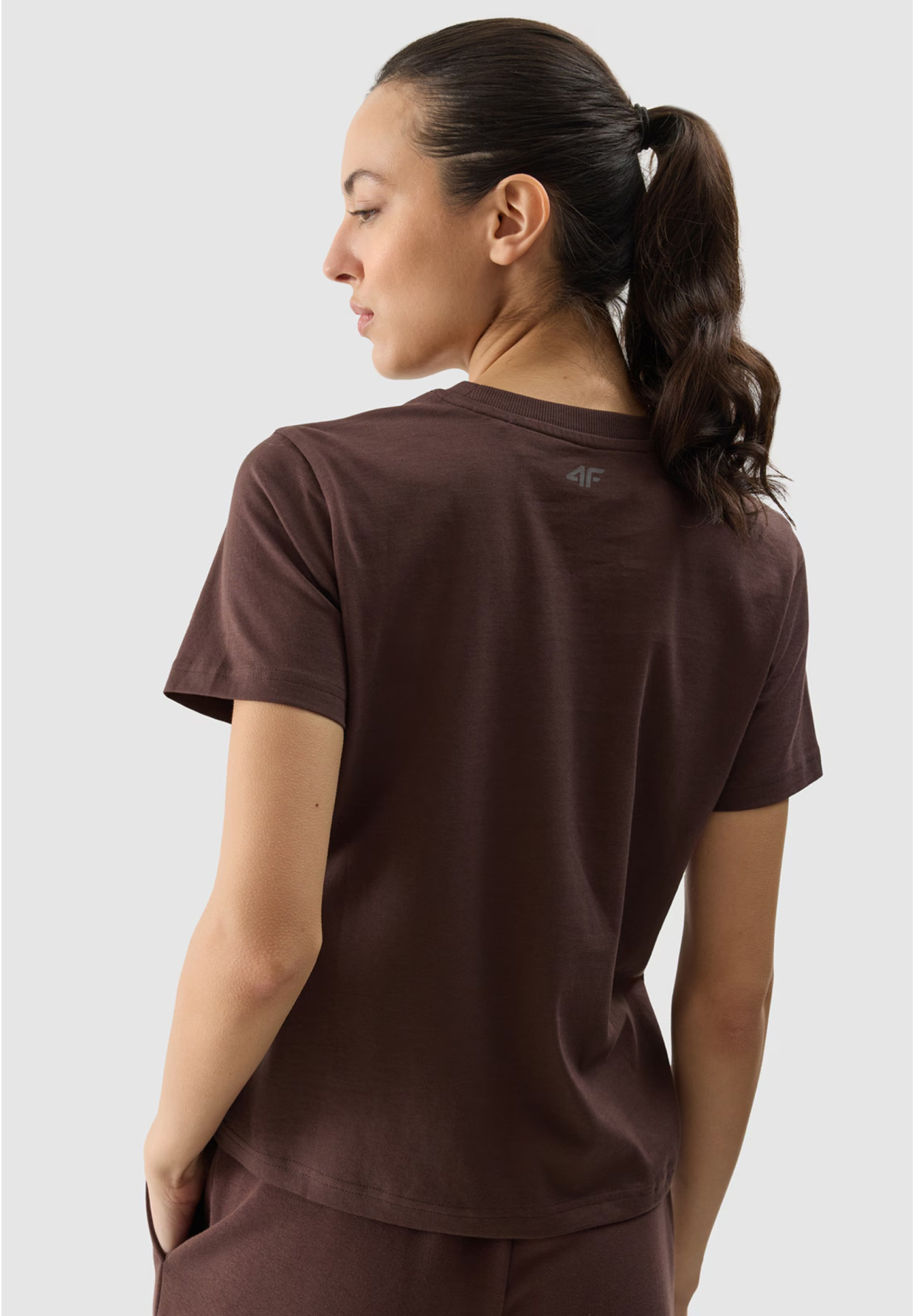 Koszulka Damska 4F T-shirt Z Nadrukiem Brązowy 4FWSS24TTSHF1354