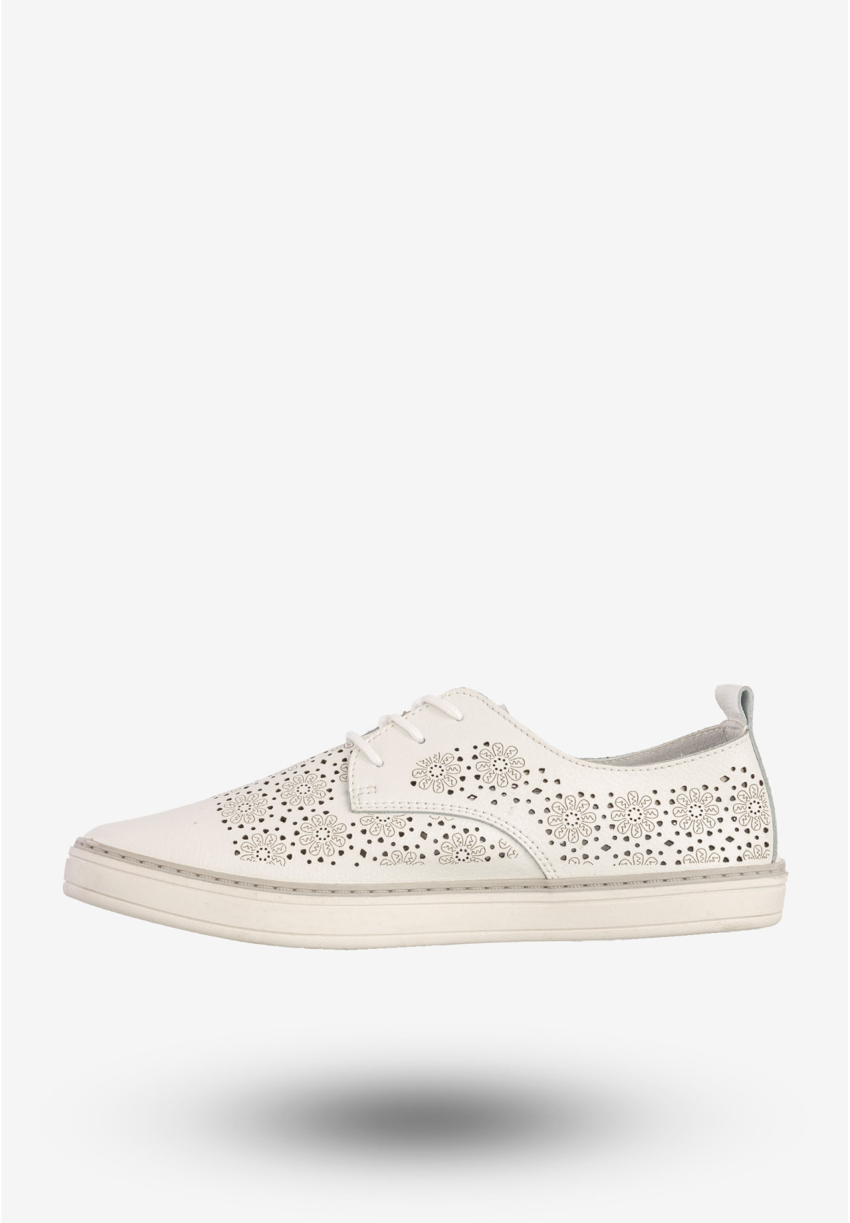 Półbuty Damskie Skórzane Buty Casual Ażurowe Białe Goodin GO-FT-12