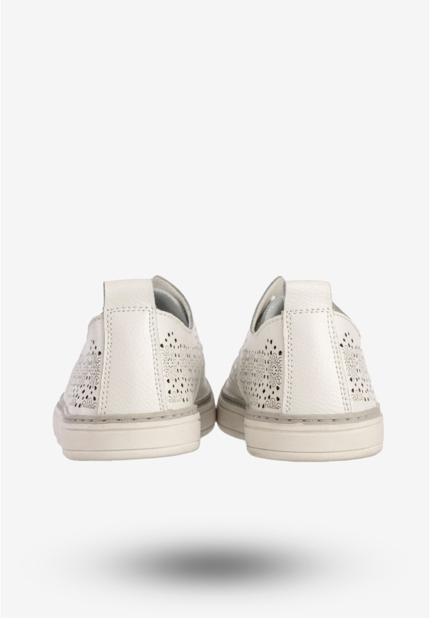 Półbuty Damskie Skórzane Buty Casual Ażurowe Białe Goodin GO-FT-12