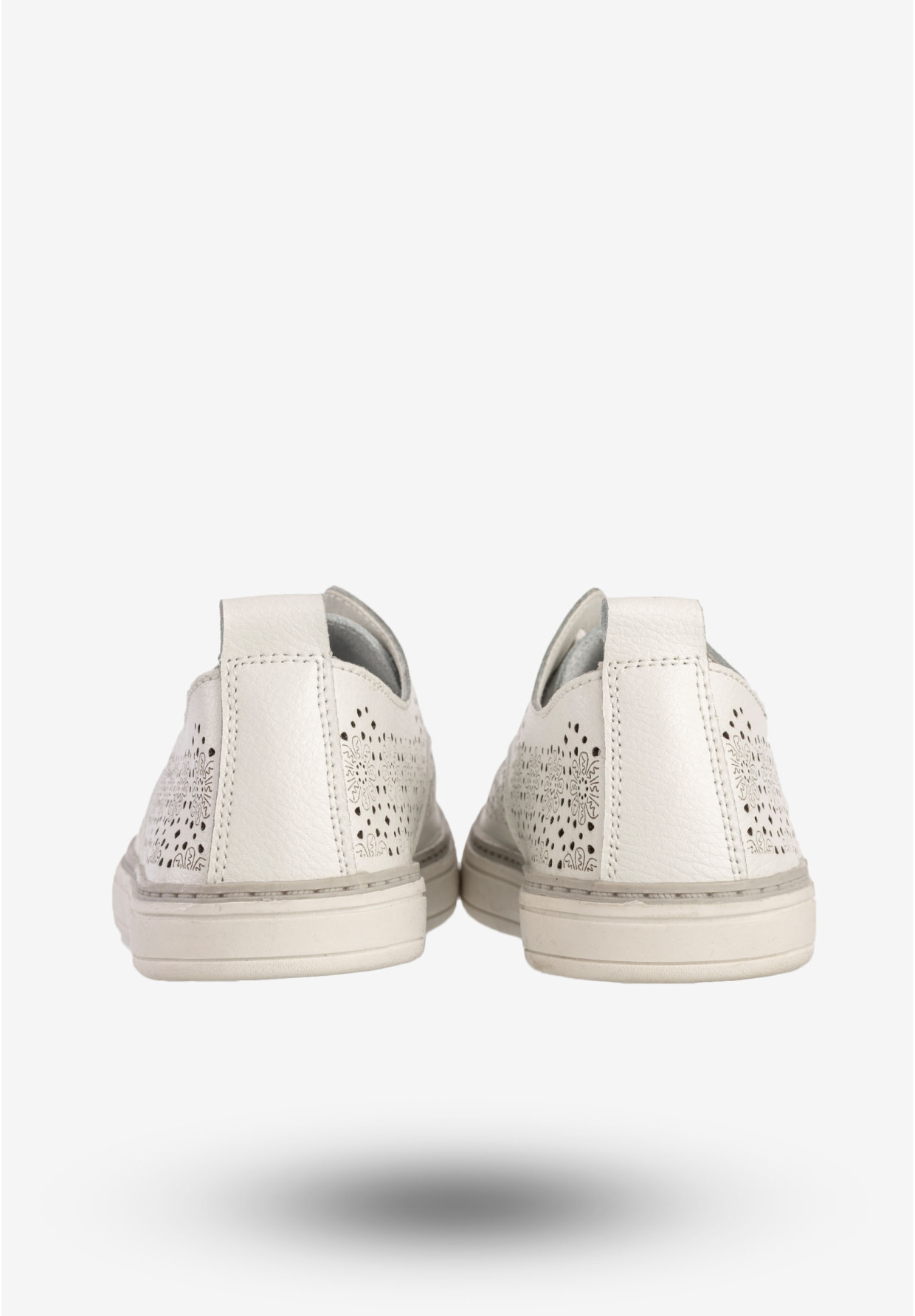 Półbuty Damskie Skórzane Buty Casual Ażurowe Białe Goodin GO-FT-12