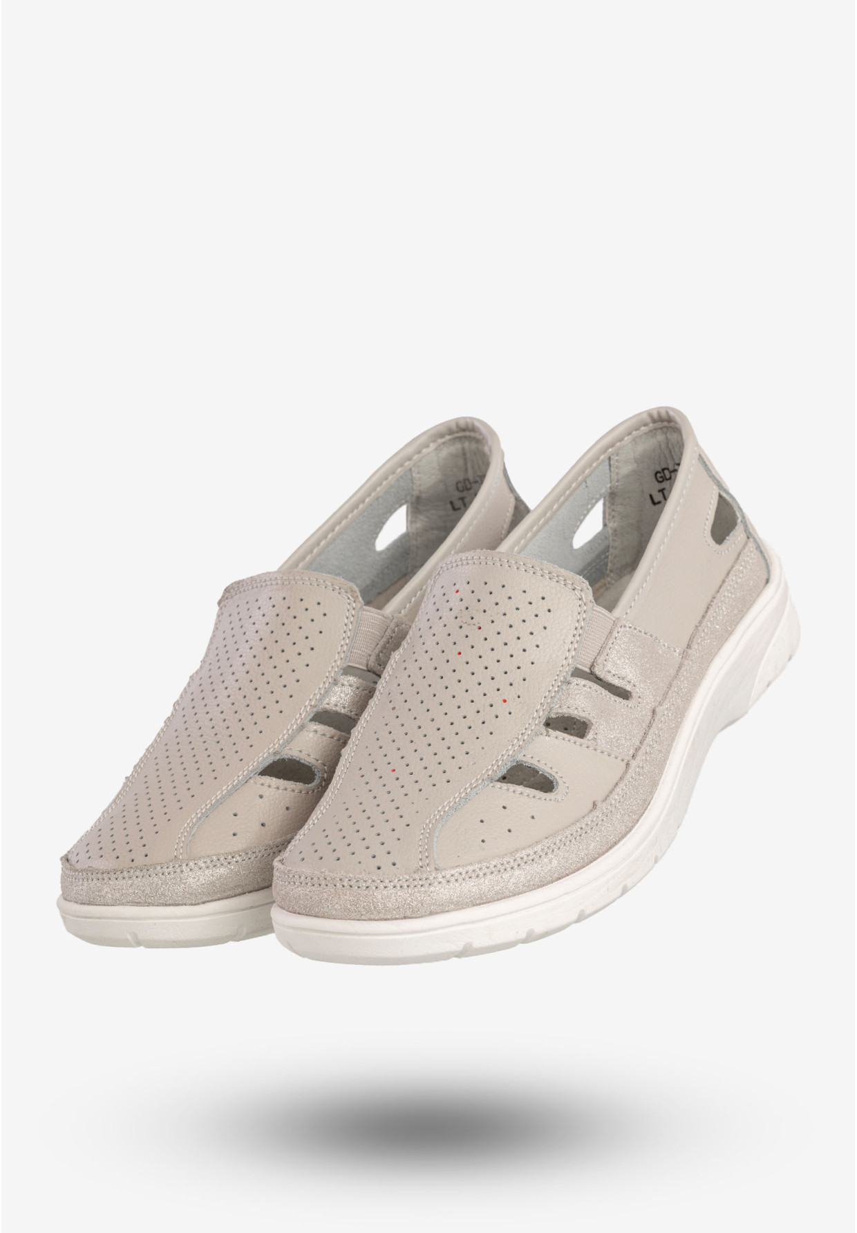 Półbuty Damskie Skórzane Buty Wsuwane Lekkie Szare Goodin GD-FT-70