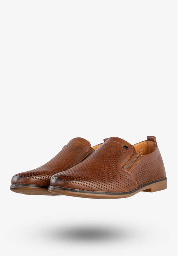 Półbuty Męskie Mokasyny Ekoskóra Buty Wizytowe Eleganckie Wojtyłko Brązowe 9W23802V