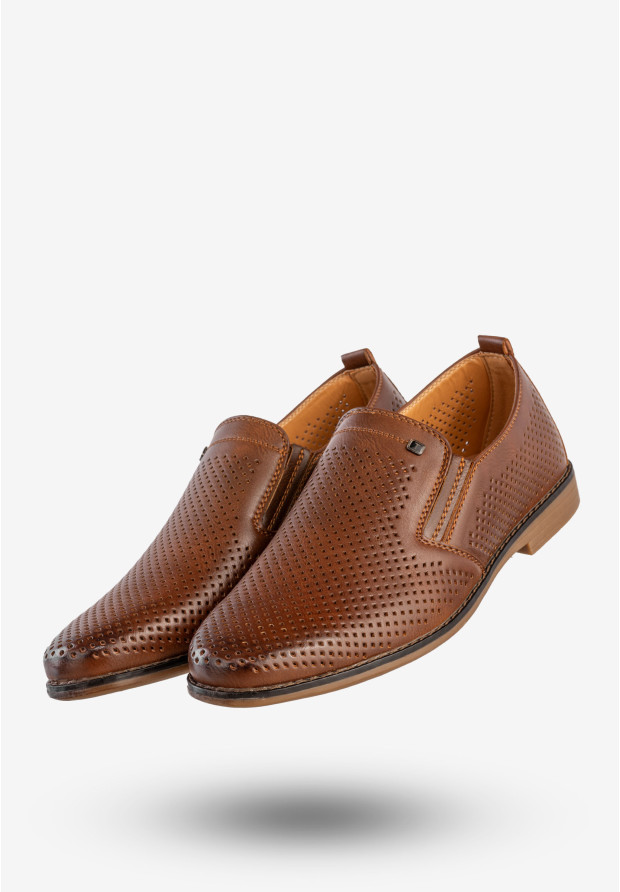 Półbuty Męskie Mokasyny Ekoskóra Buty Wizytowe Eleganckie Wojtyłko Brązowe 9W23802V