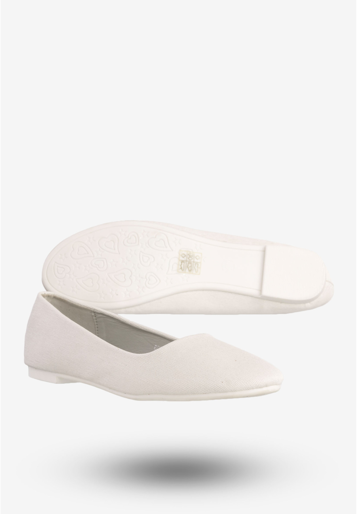 Baleriny Damskie Ekoskóra Buty Błyszczące Białe G2G 800-1
