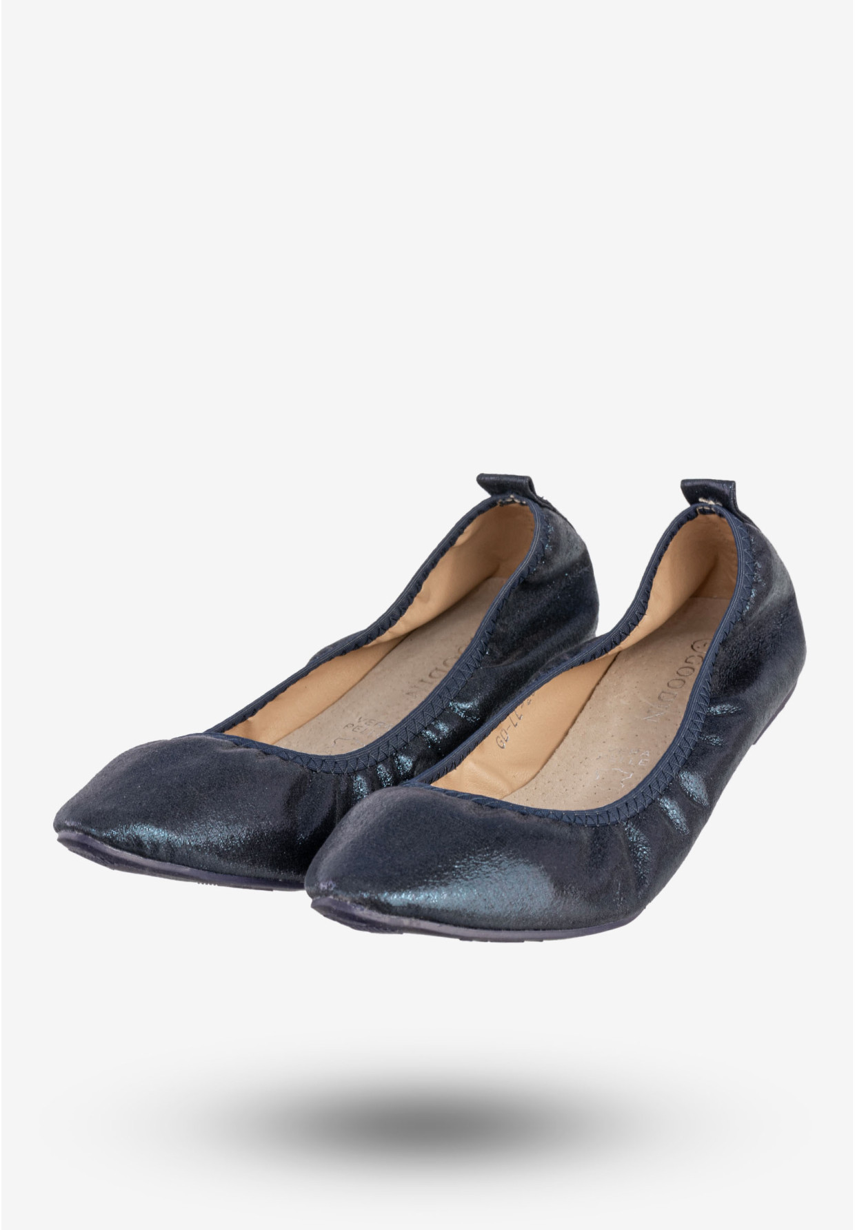 Baleriny Damskie Buty Wsuwane Baletki Lekkie Skórzana Wkładka Granatowe Goodin GD-LL-26