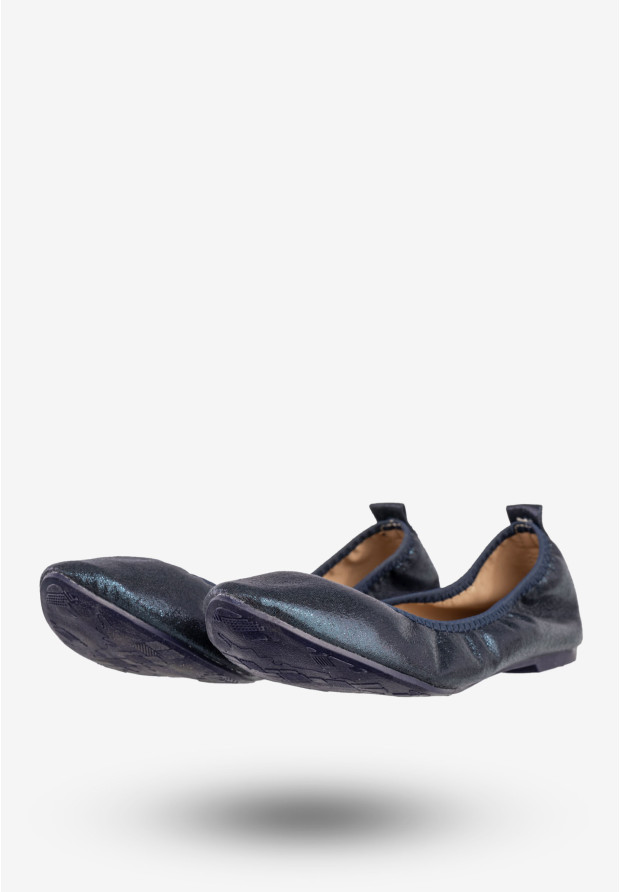 Baleriny Damskie Buty Wsuwane Baletki Lekkie Skórzana Wkładka Granatowe Goodin GD-LL-26