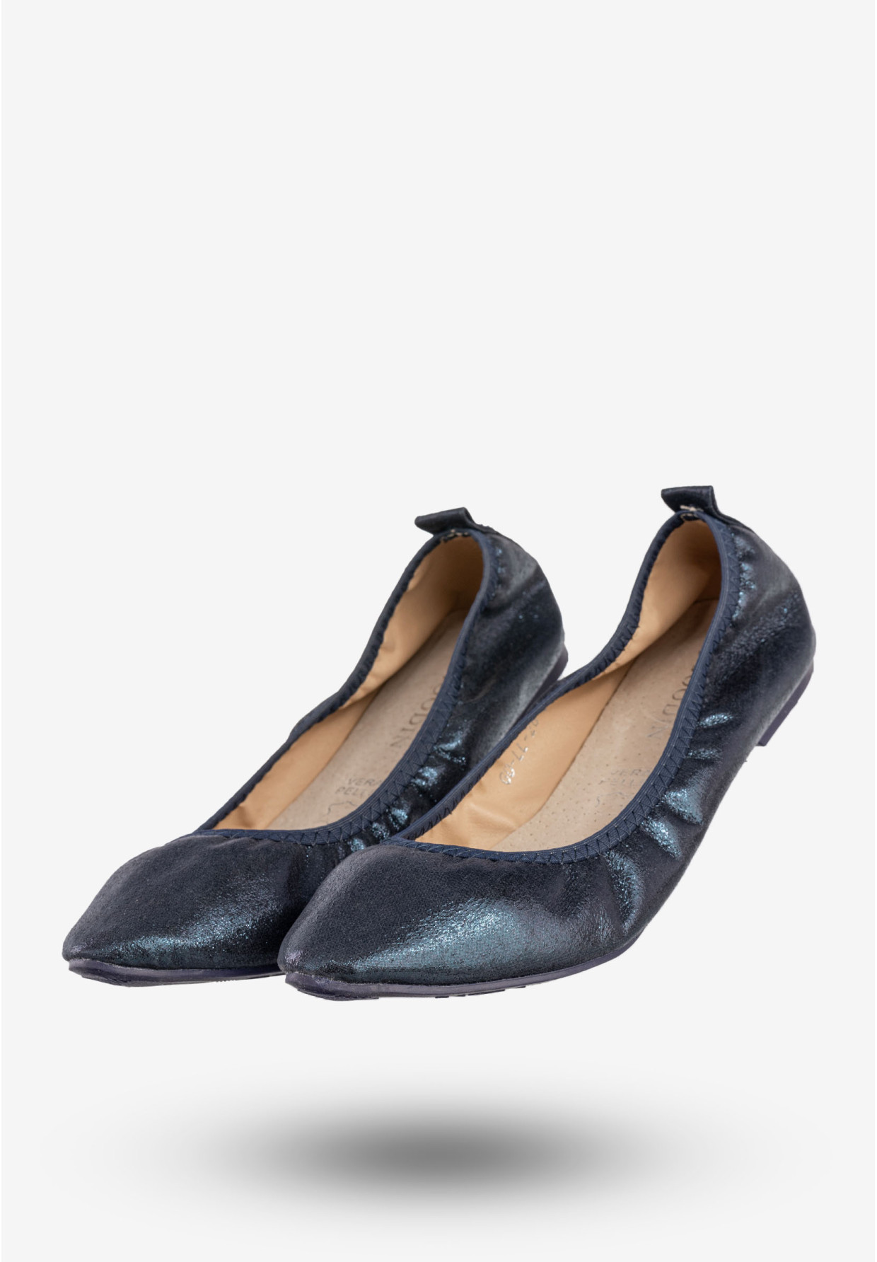 Baleriny Damskie Buty Wsuwane Baletki Lekkie Skórzana Wkładka Granatowe Goodin GD-LL-26