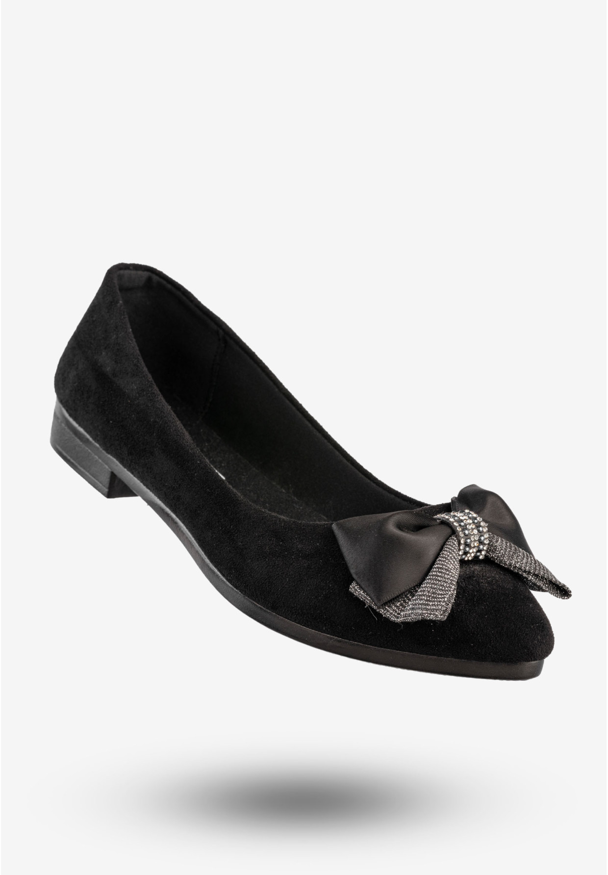 Baleriny Damskie Buty Z Kokardą Eleganckie Czarne News 22BL02-4820