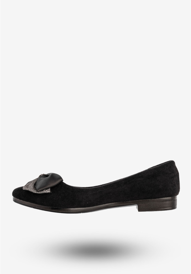 Baleriny Damskie Buty Z Kokardą Eleganckie Czarne News 22BL02-4820