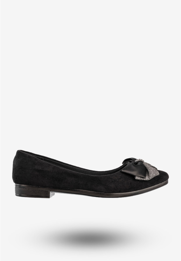 Baleriny Damskie Buty Z Kokardą Eleganckie Czarne News 22BL02-4820