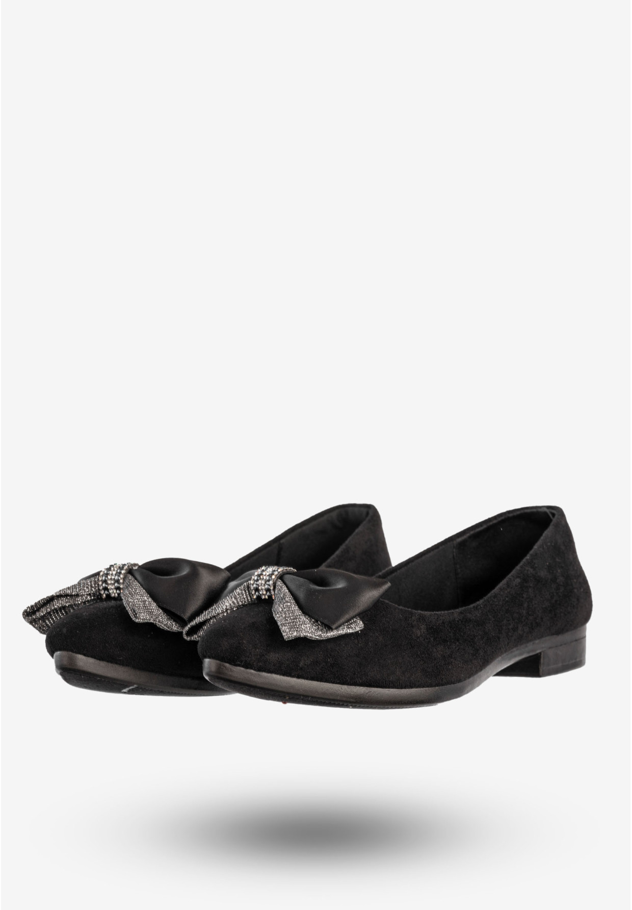 Baleriny Damskie Buty Z Kokardą Eleganckie Czarne News 22BL02-4820
