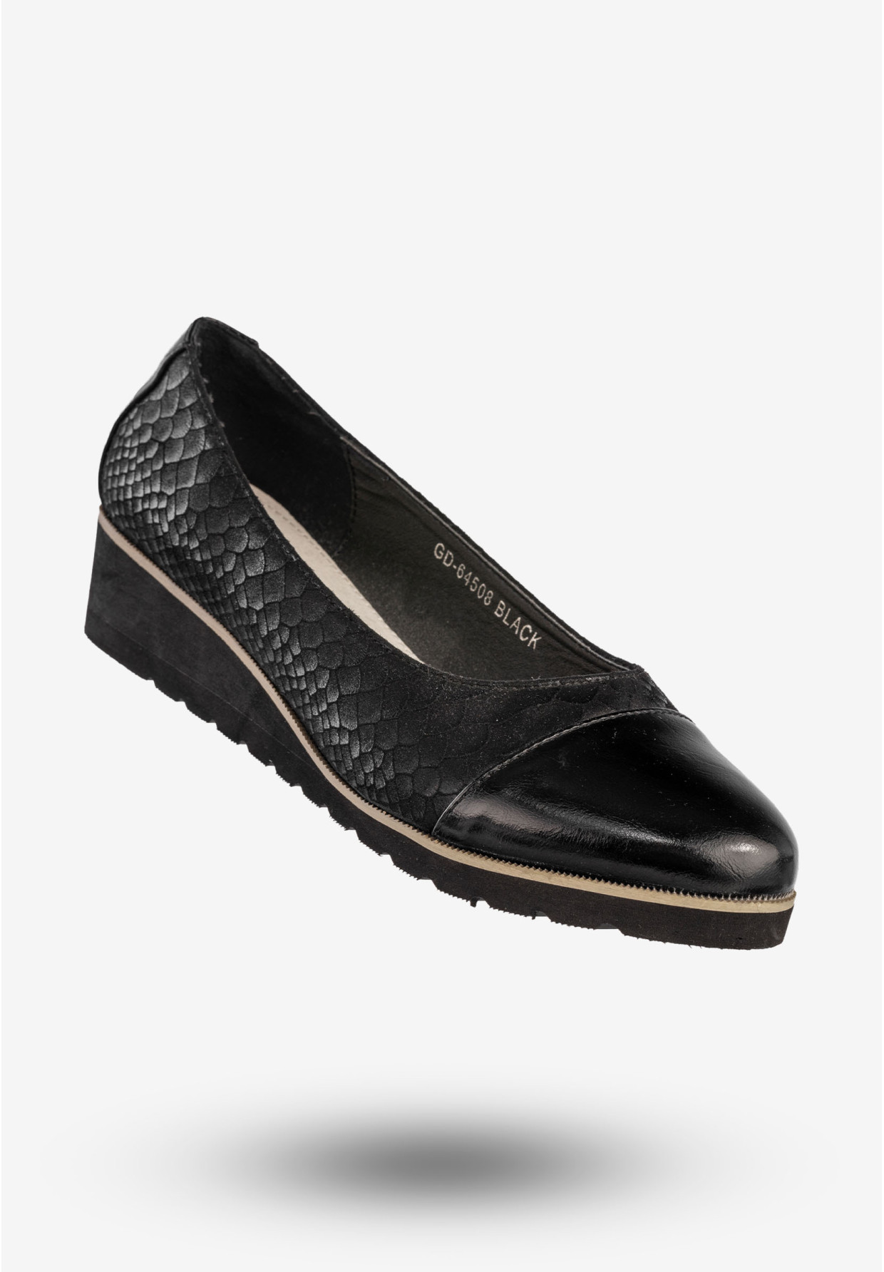 Półbuty Damskie Buty Na Koturnie Eleganckie Czarne Goodin GD-64508