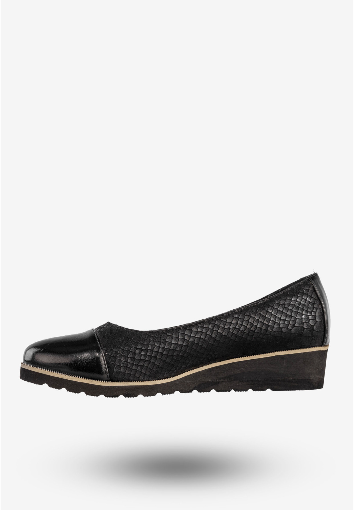Półbuty Damskie Buty Na Koturnie Eleganckie Czarne Goodin GD-64508
