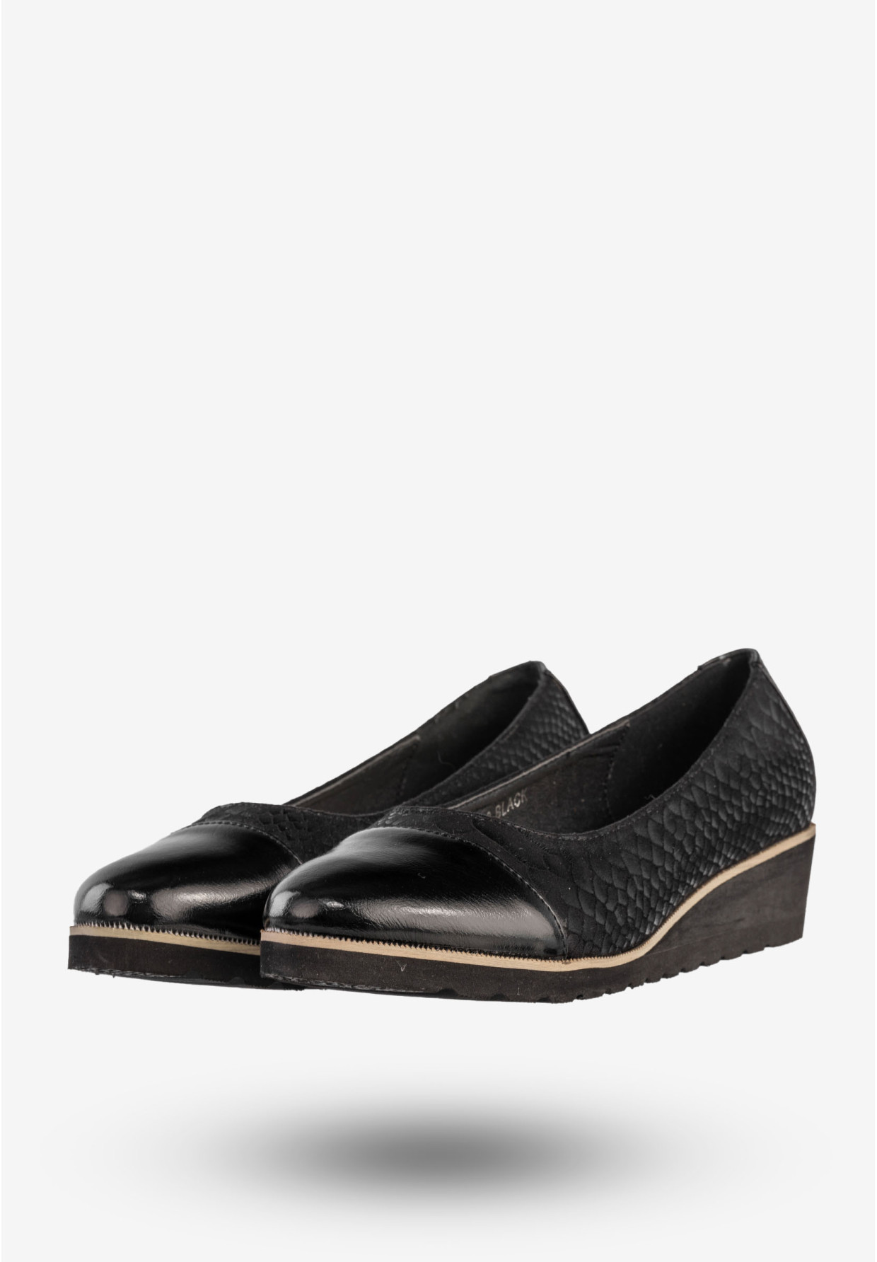 Półbuty Damskie Buty Na Koturnie Eleganckie Czarne Goodin GD-64508