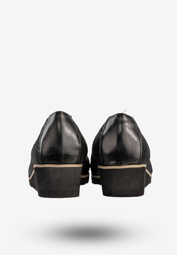 Półbuty Damskie Buty Na Koturnie Eleganckie Czarne Goodin GD-64508