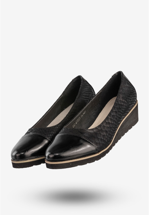 Półbuty Damskie Buty Na Koturnie Eleganckie Czarne Goodin GD-64508