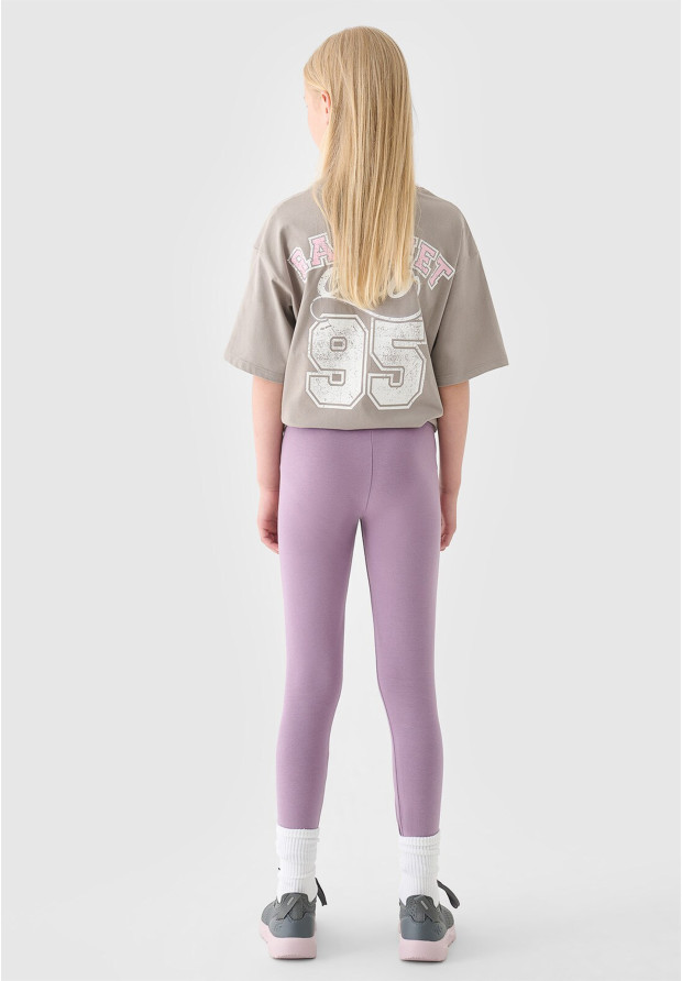 Legginsy Dziewczęce Spodnie 4F Dzianinowe Fioletowe 4FJRAW24TTIGF239