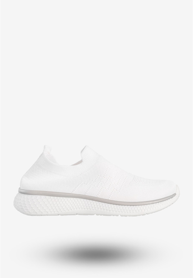 Sneakersy Damskie Wsuwane Buty Sportowe Lekkie Białe Cathay Moda 7141-2