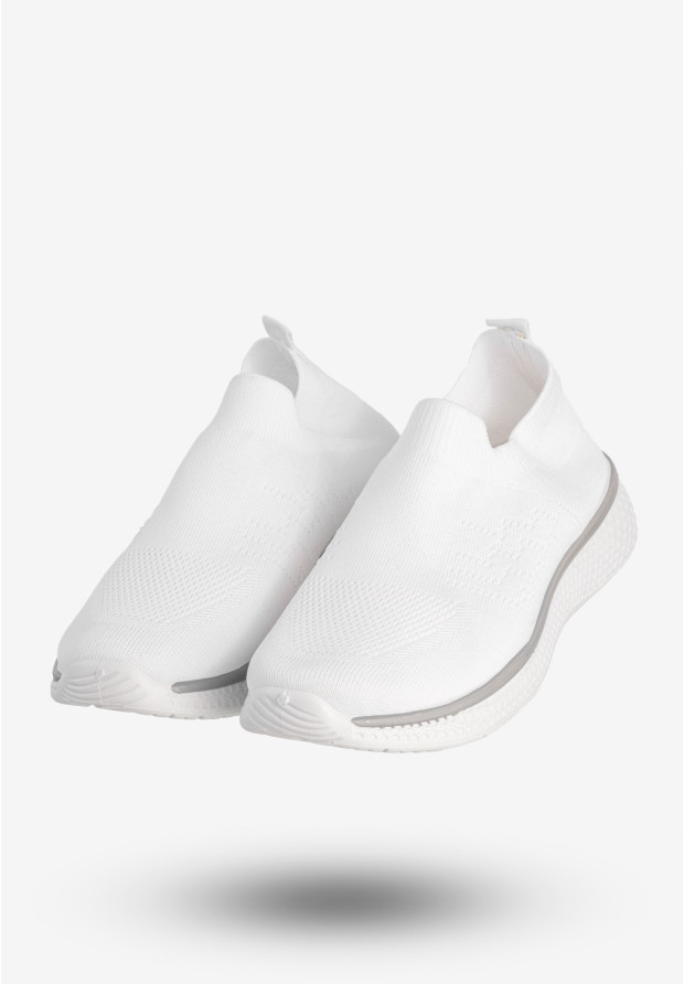 Sneakersy Damskie Wsuwane Buty Sportowe Lekkie Białe Cathay Moda 7141-2