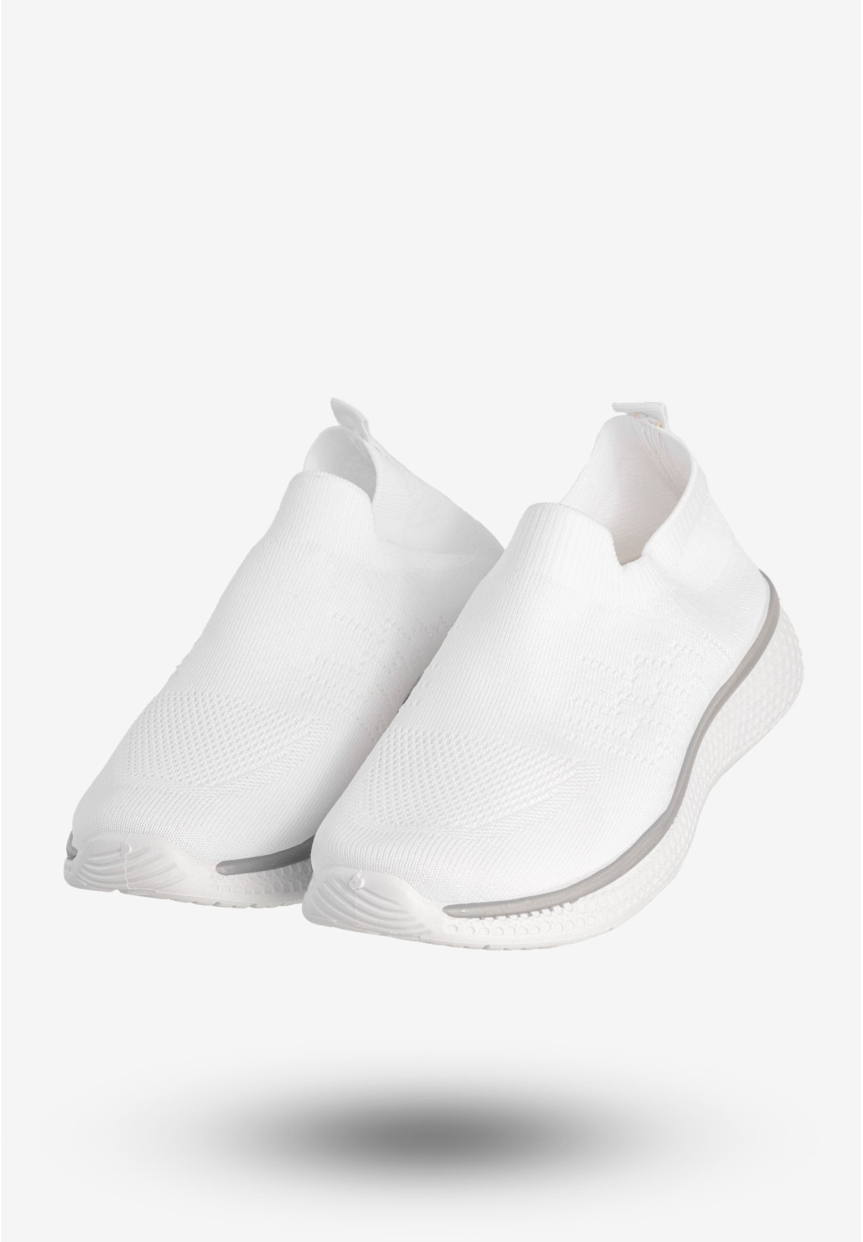 Sneakersy Damskie Wsuwane Buty Sportowe Lekkie Białe Cathay Moda 7141-2