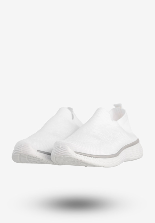 Sneakersy Damskie Wsuwane Buty Sportowe Lekkie Białe Cathay Moda 7141-2