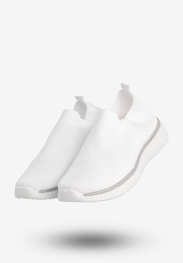 Sneakersy Damskie Wsuwane Buty Sportowe Lekkie Białe Cathay Moda 7141-2