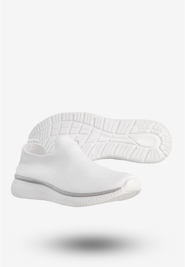 Sneakersy Damskie Wsuwane Buty Sportowe Lekkie Białe Cathay Moda 7141-2