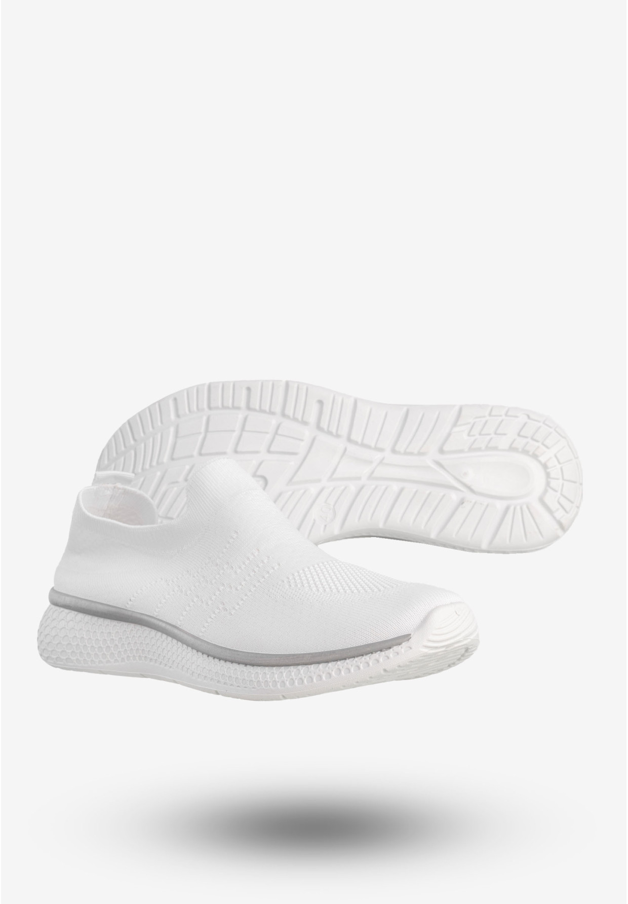 Sneakersy Damskie Wsuwane Buty Sportowe Lekkie Białe Cathay Moda 7141-2