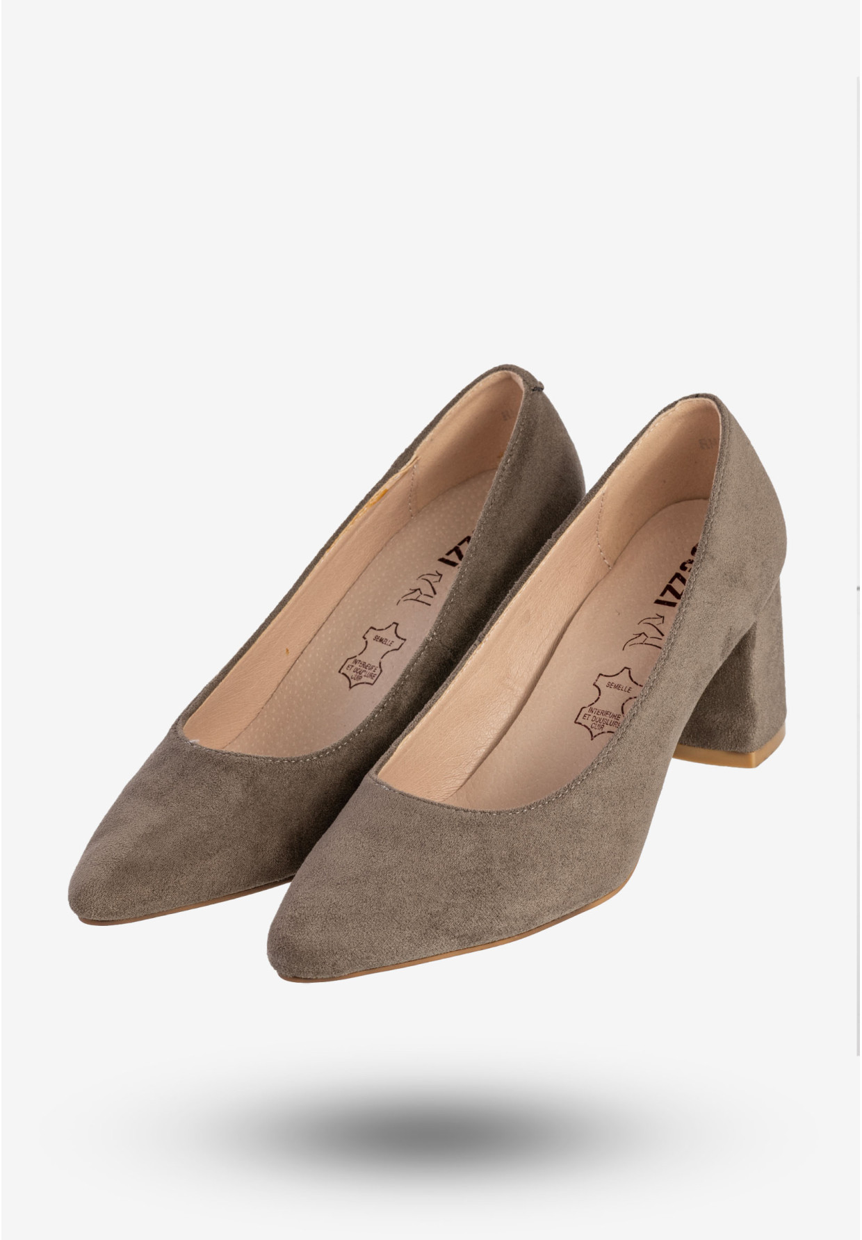 Czółenka Damskie Buty Na Słupku Eleganckie Skórzana Wkładka Szare Jezzi RMR2063-1