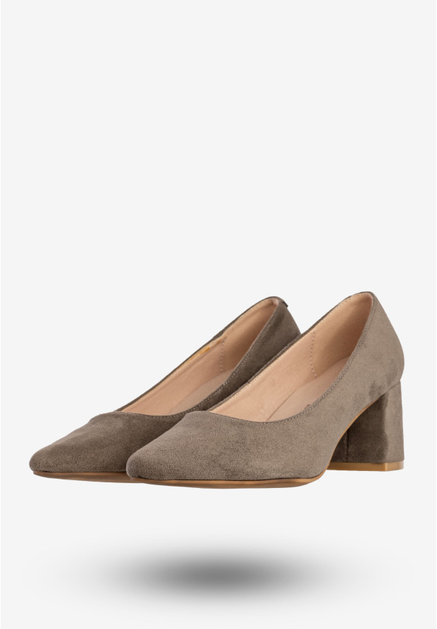 Czółenka Damskie Buty Na Słupku Eleganckie Skórzana Wkładka Szare Jezzi RMR2063-1