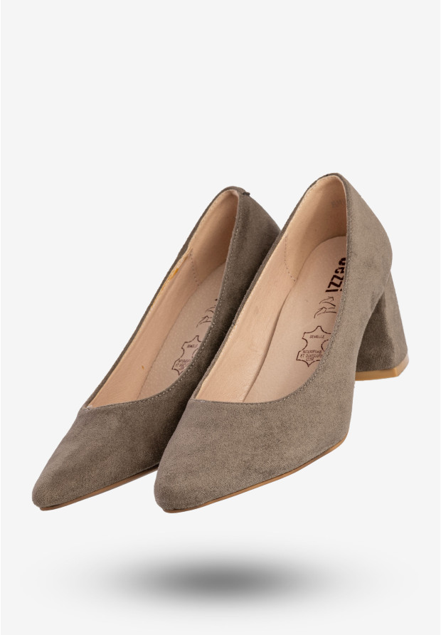 Czółenka Damskie Buty Na Słupku Eleganckie Skórzana Wkładka Szare Jezzi RMR2063-1