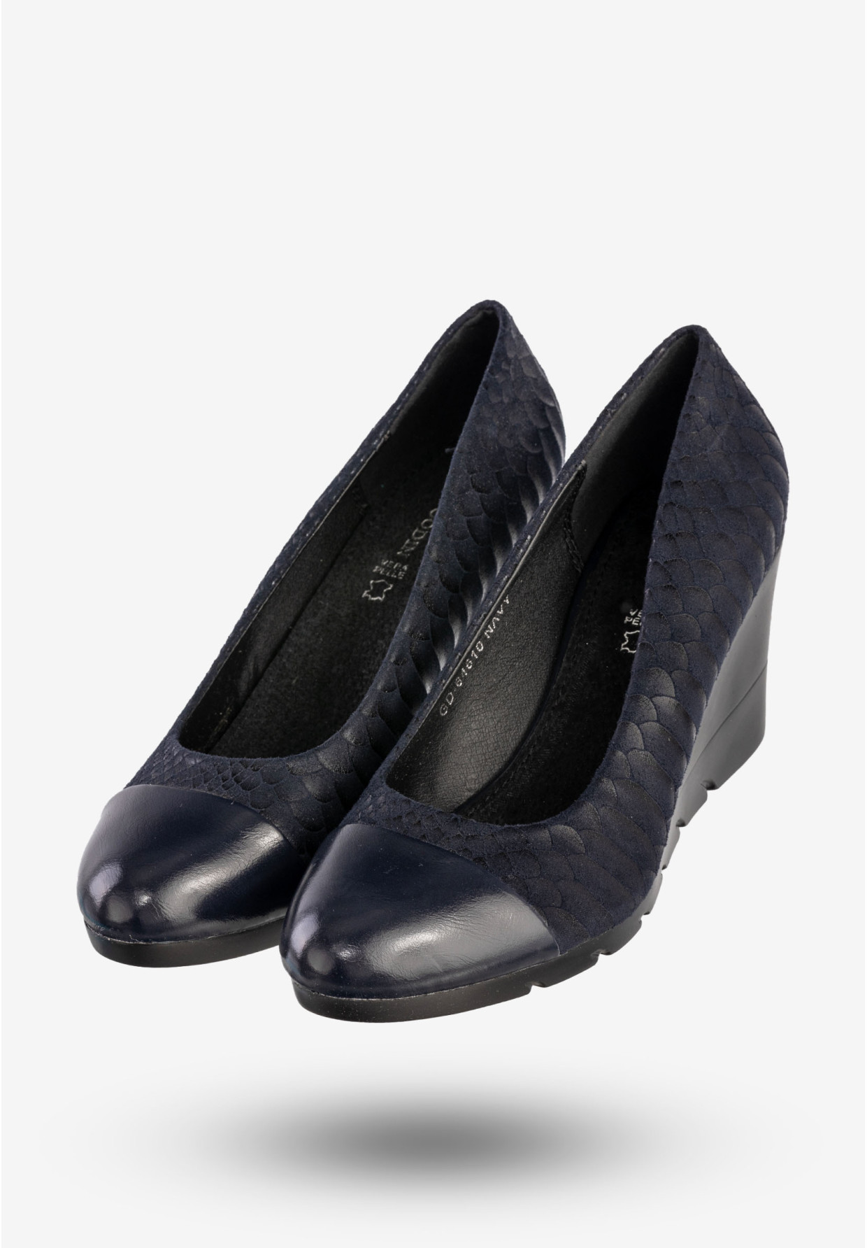 Czółenka Damskie Ekoskóra Buty Na Koturnie Granatowe Goodin GD-64510