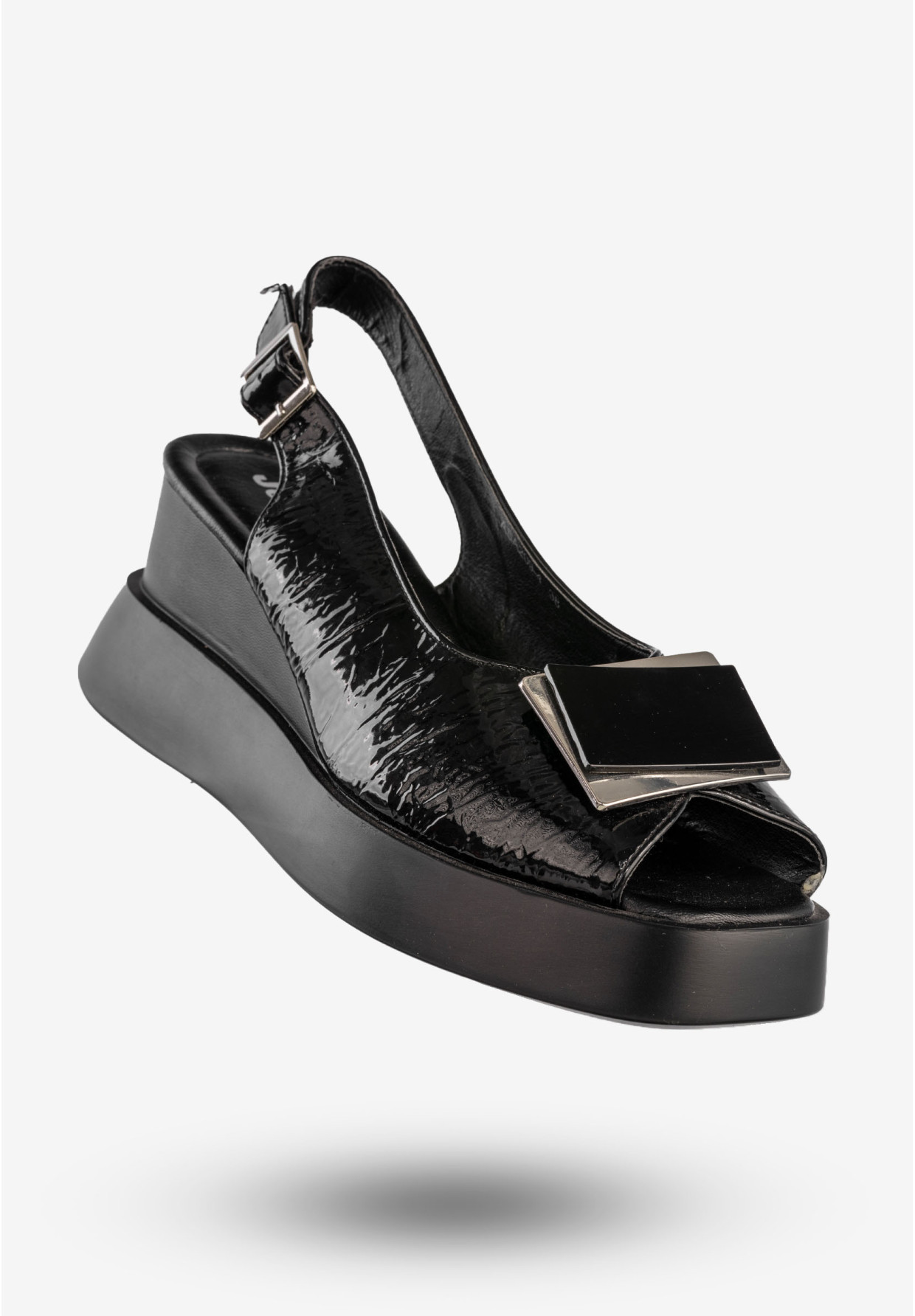 Sandały Damskie Ekoskóra Buty Na Platformie Eleganckie Czarne Jezzi ASA209-4