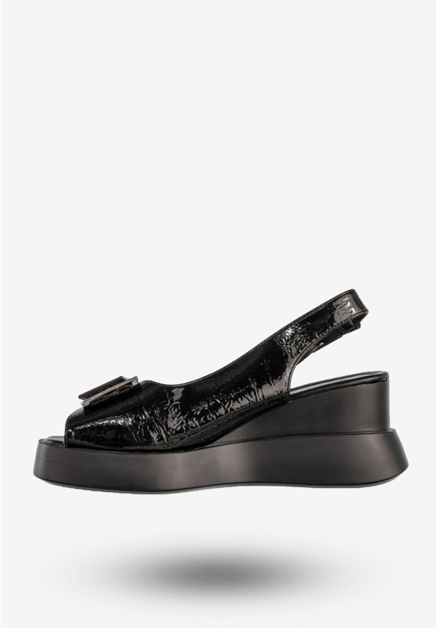 Sandały Damskie Ekoskóra Buty Na Platformie Eleganckie Czarne Jezzi ASA209-4