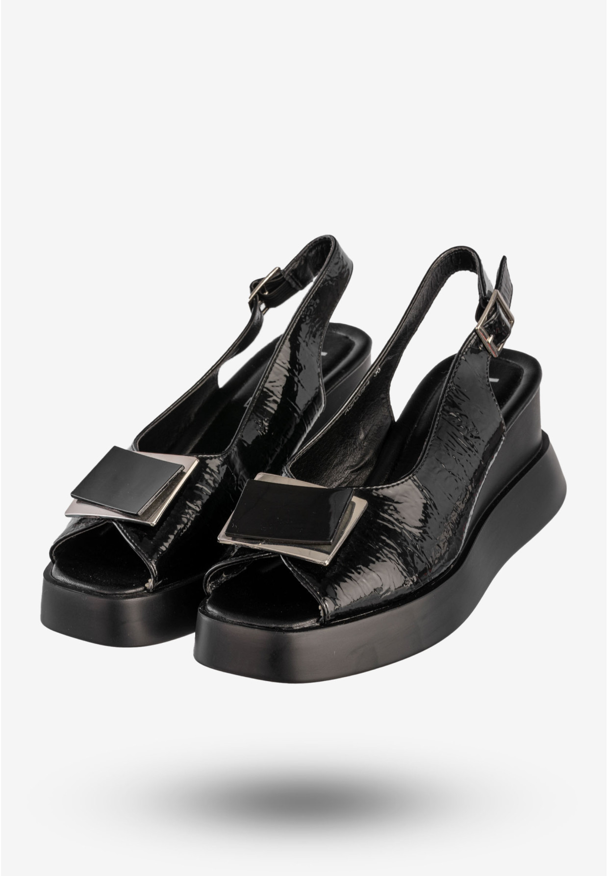 Sandały Damskie Ekoskóra Buty Na Platformie Eleganckie Czarne Jezzi ASA209-4