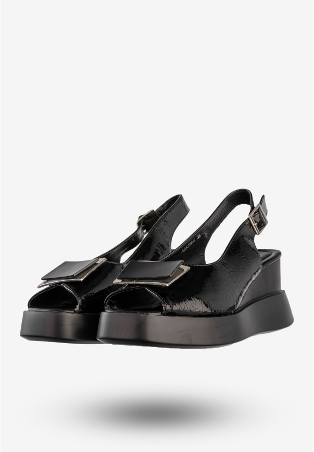 Sandały Damskie Ekoskóra Buty Na Platformie Eleganckie Czarne Jezzi ASA209-4