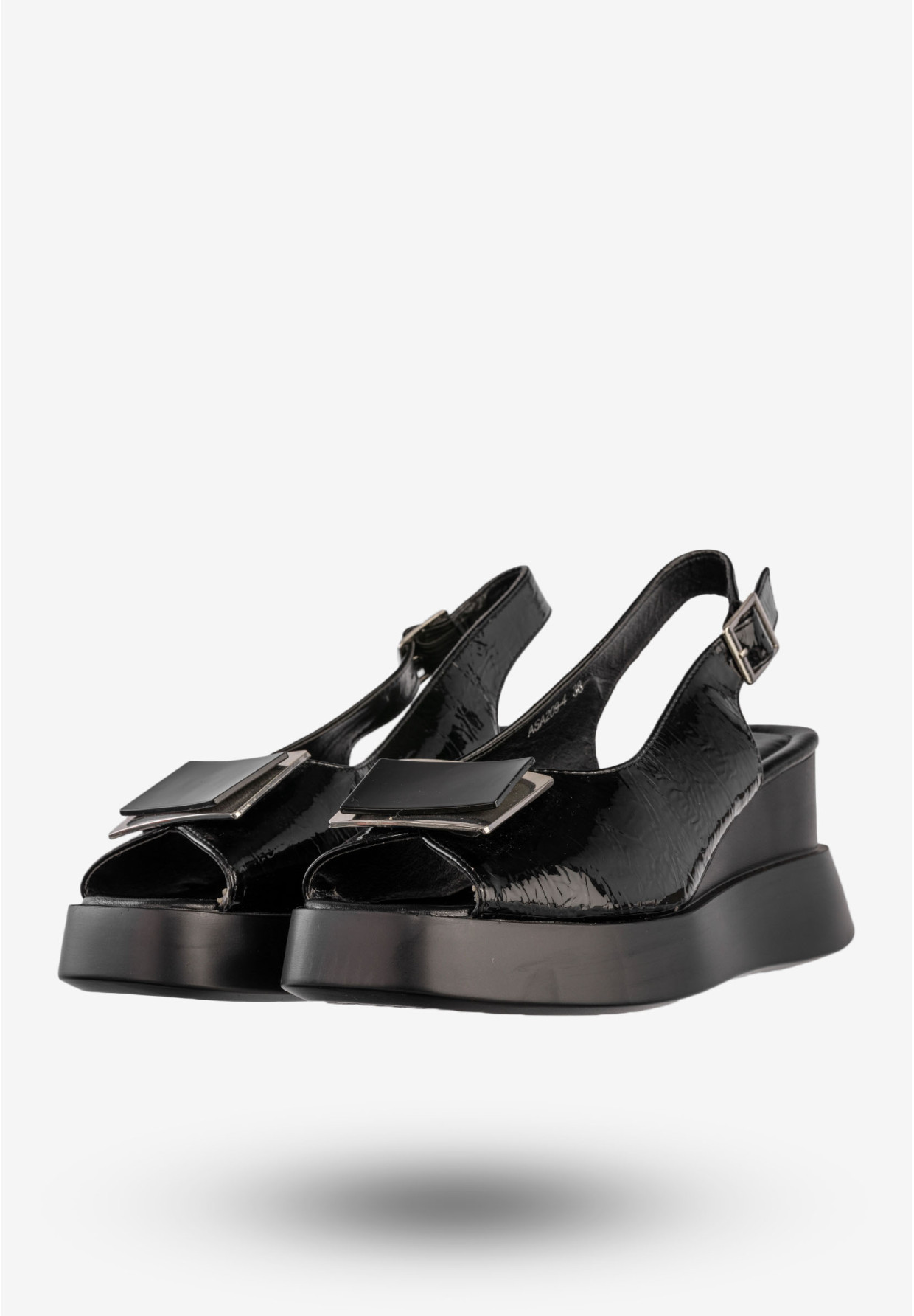 Sandały Damskie Ekoskóra Buty Na Platformie Eleganckie Czarne Jezzi ASA209-4