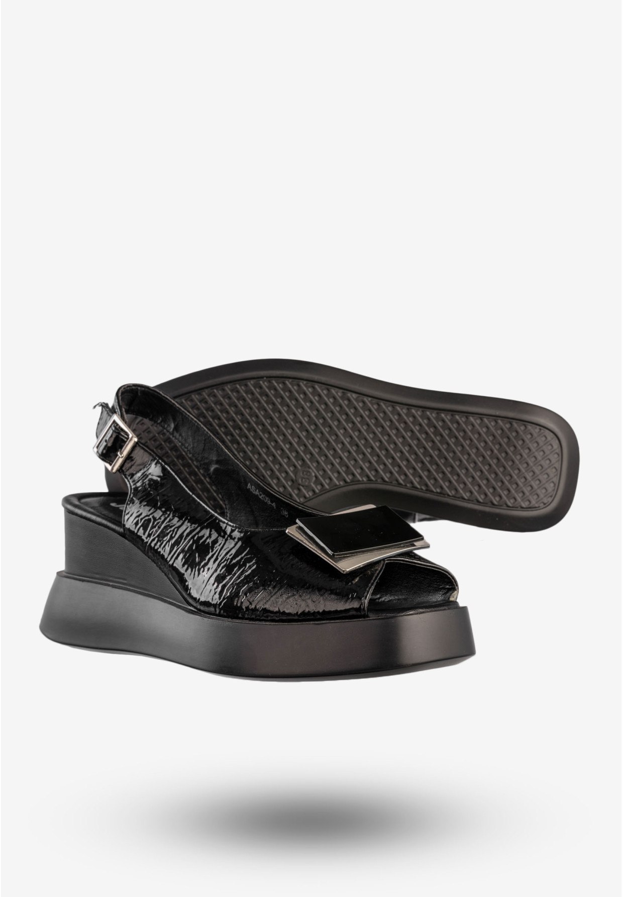 Sandały Damskie Ekoskóra Buty Na Platformie Eleganckie Czarne Jezzi ASA209-4