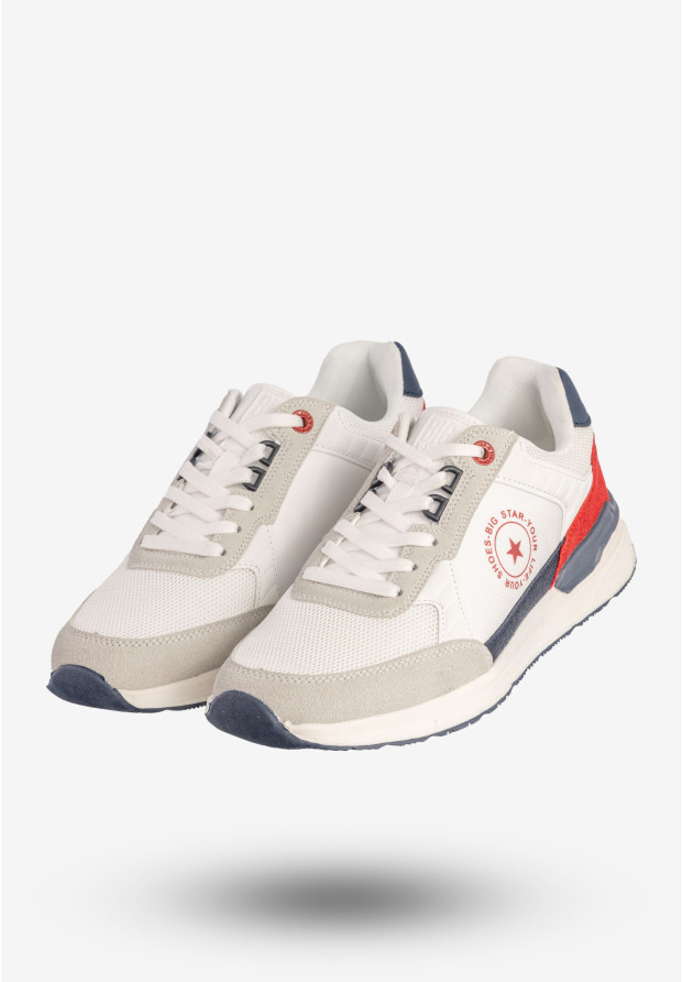 Sneakersy Męskie BIG STAR Buty Sportowe Półbuty Białe LL174255 101