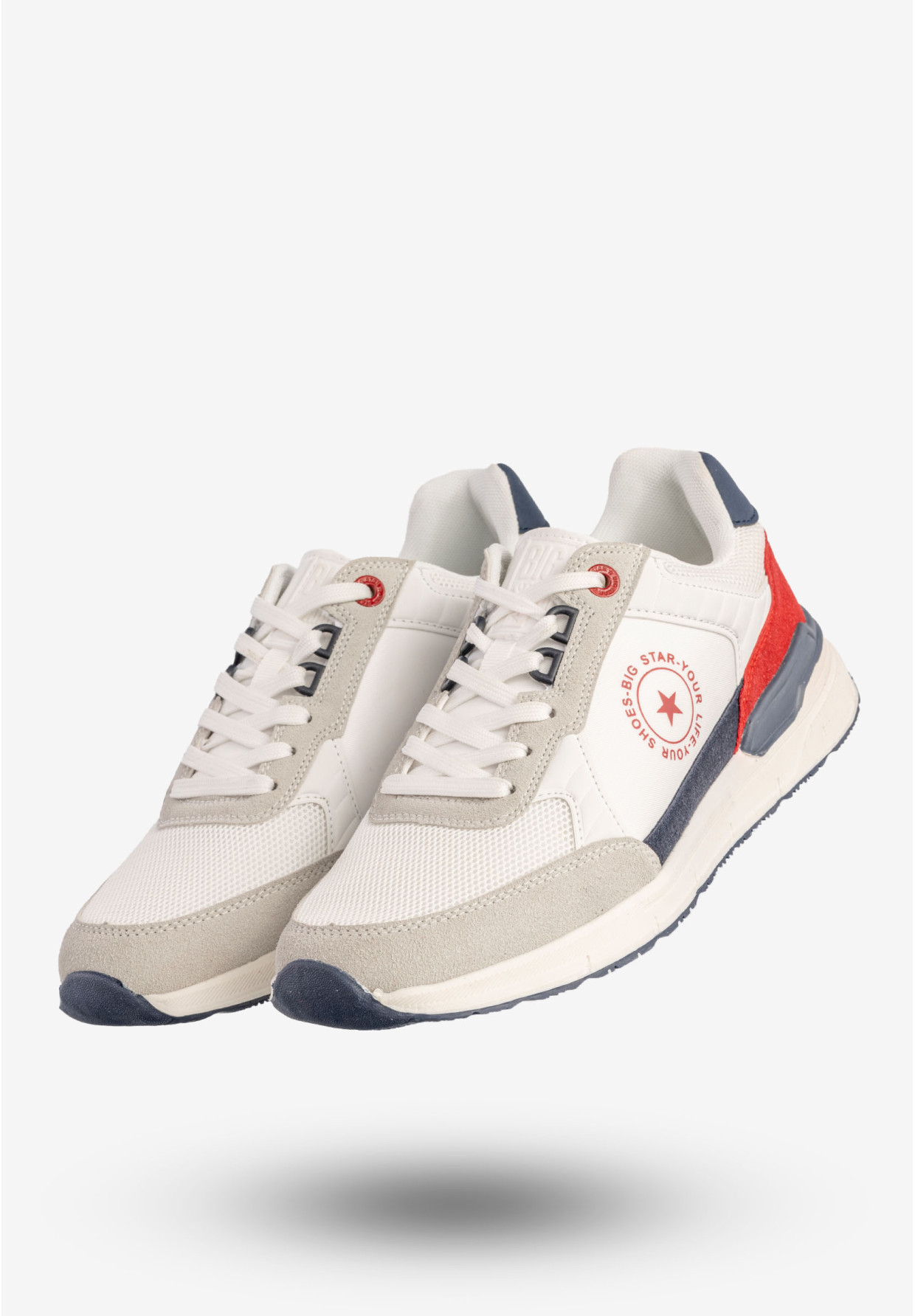 Sneakersy Męskie BIG STAR Buty Sportowe Półbuty Białe LL174255 101
