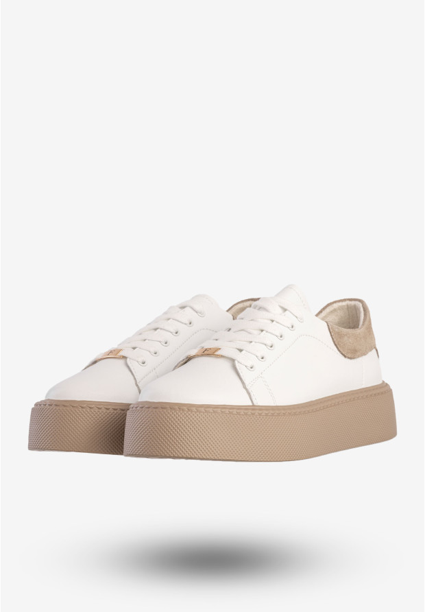 Sneakersy Damskie Skórzane Buty Na Platformie Półbuty Białe Filippo DP6119/25WH