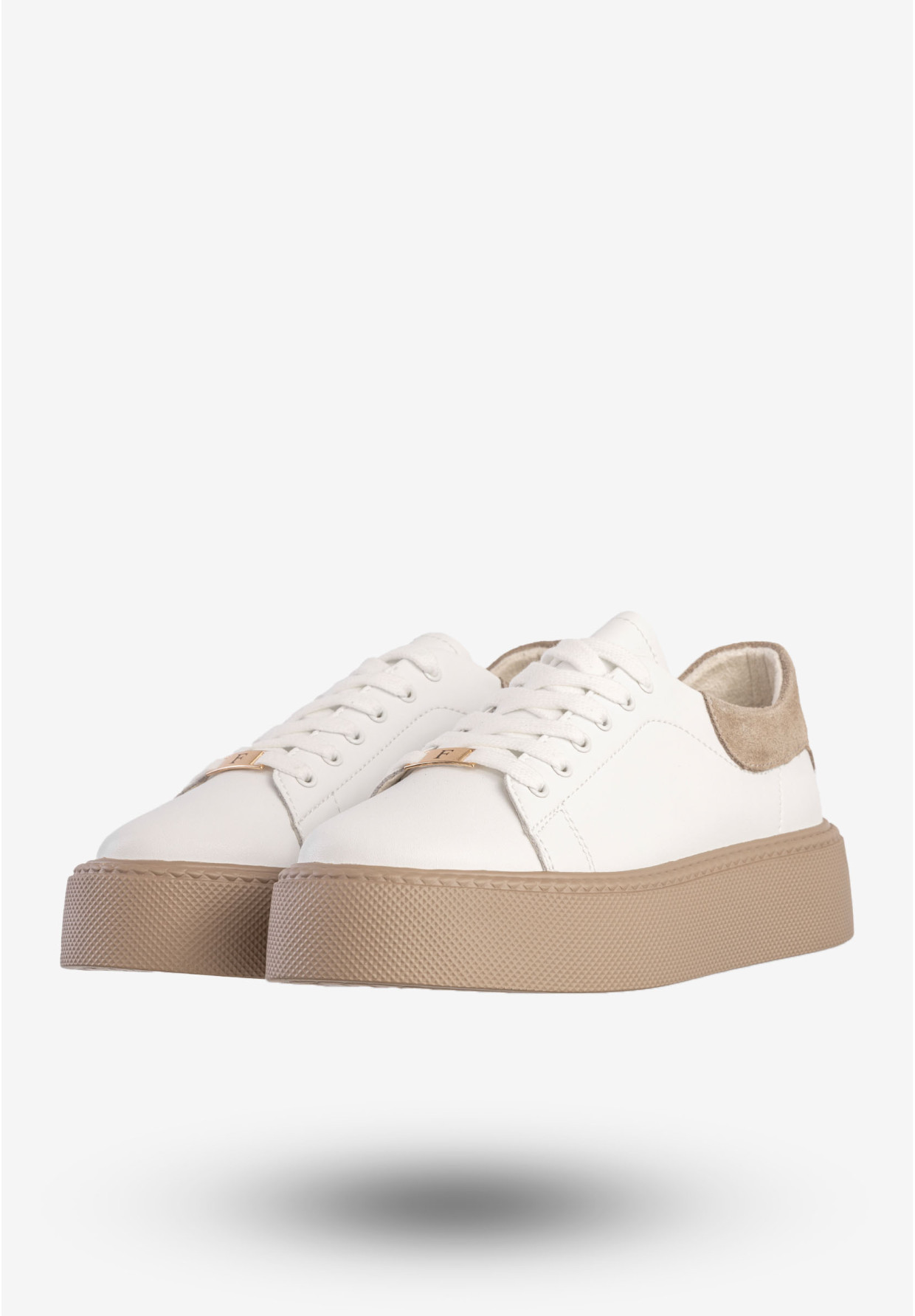 Sneakersy Damskie Skórzane Buty Na Platformie Półbuty Białe Filippo DP6119/25WH
