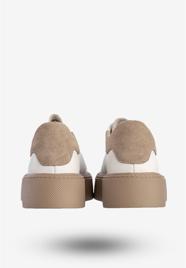 Sneakersy Damskie Skórzane Buty Na Platformie Półbuty Białe Filippo DP6119/25WH