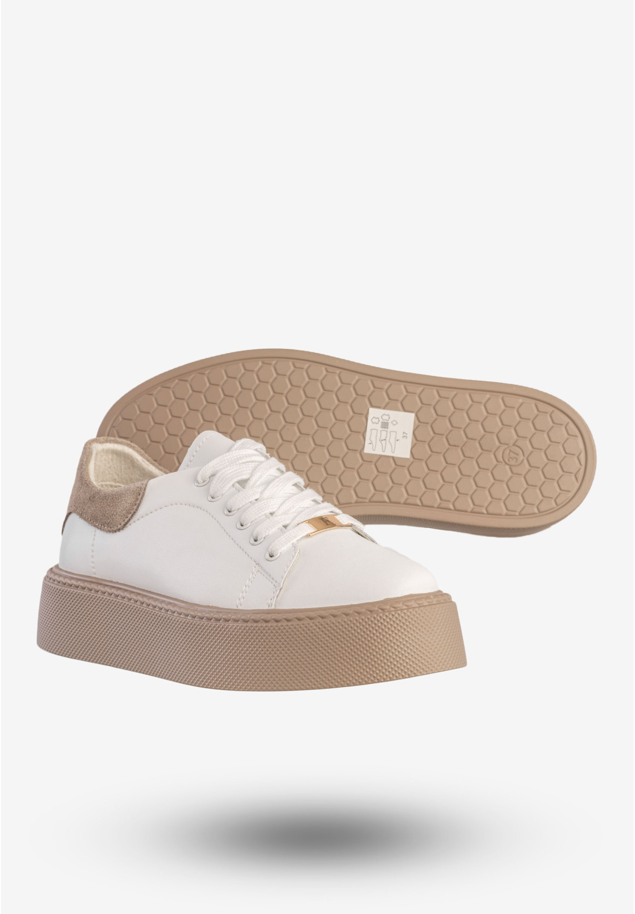 Sneakersy Damskie Skórzane Buty Na Platformie Półbuty Białe Filippo DP6119/25WH