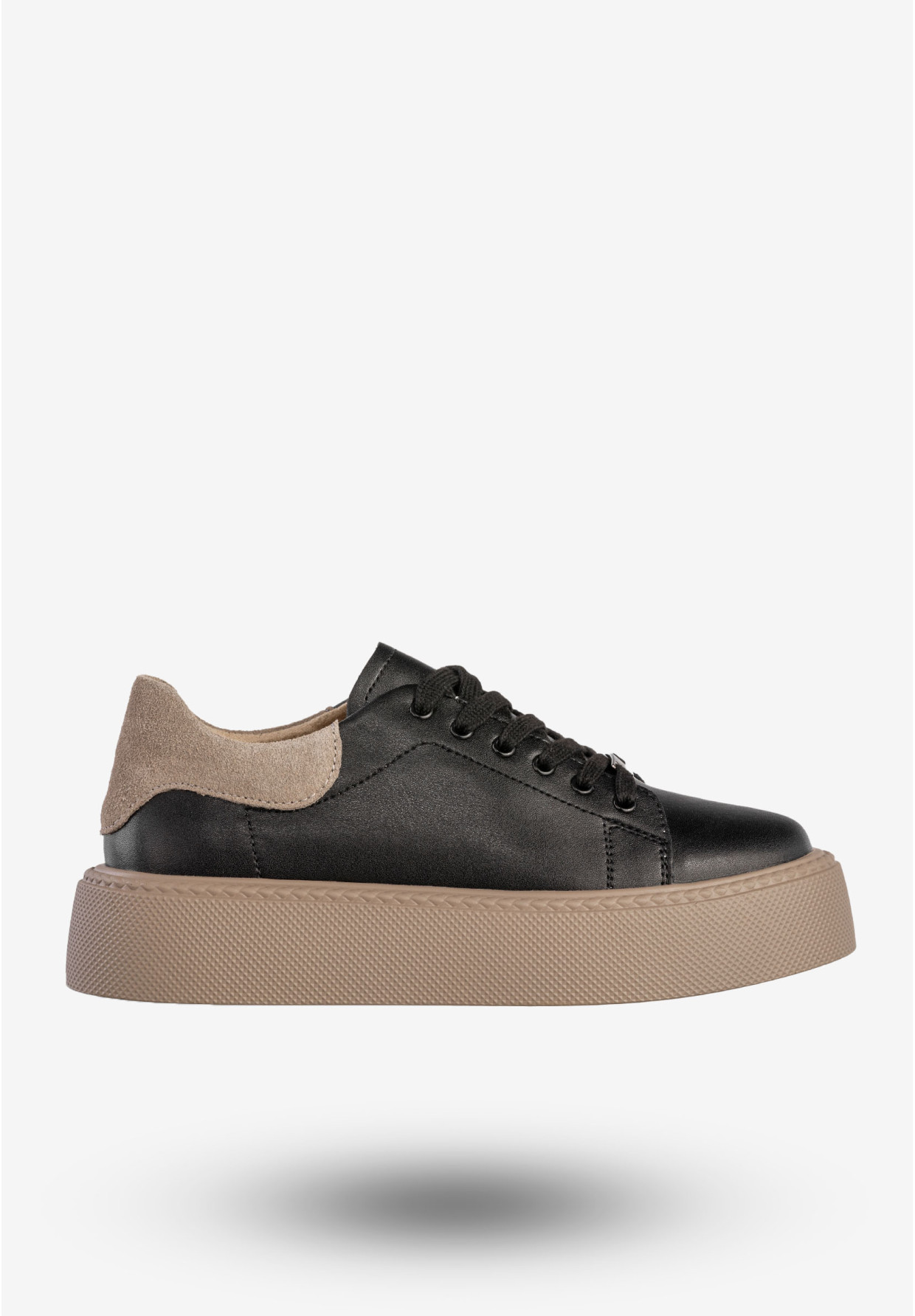 Sneakersy Damskie Skórzane Buty Na Platformie Półbuty Czarne Filippo DP6119/25BK BE