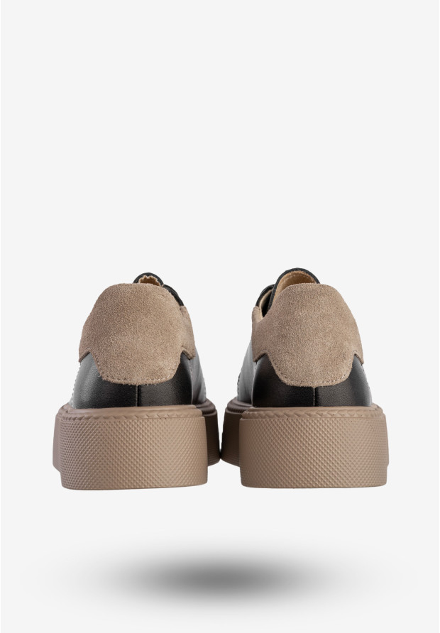 Sneakersy Damskie Skórzane Buty Na Platformie Półbuty Czarne Filippo DP6119/25BK BE