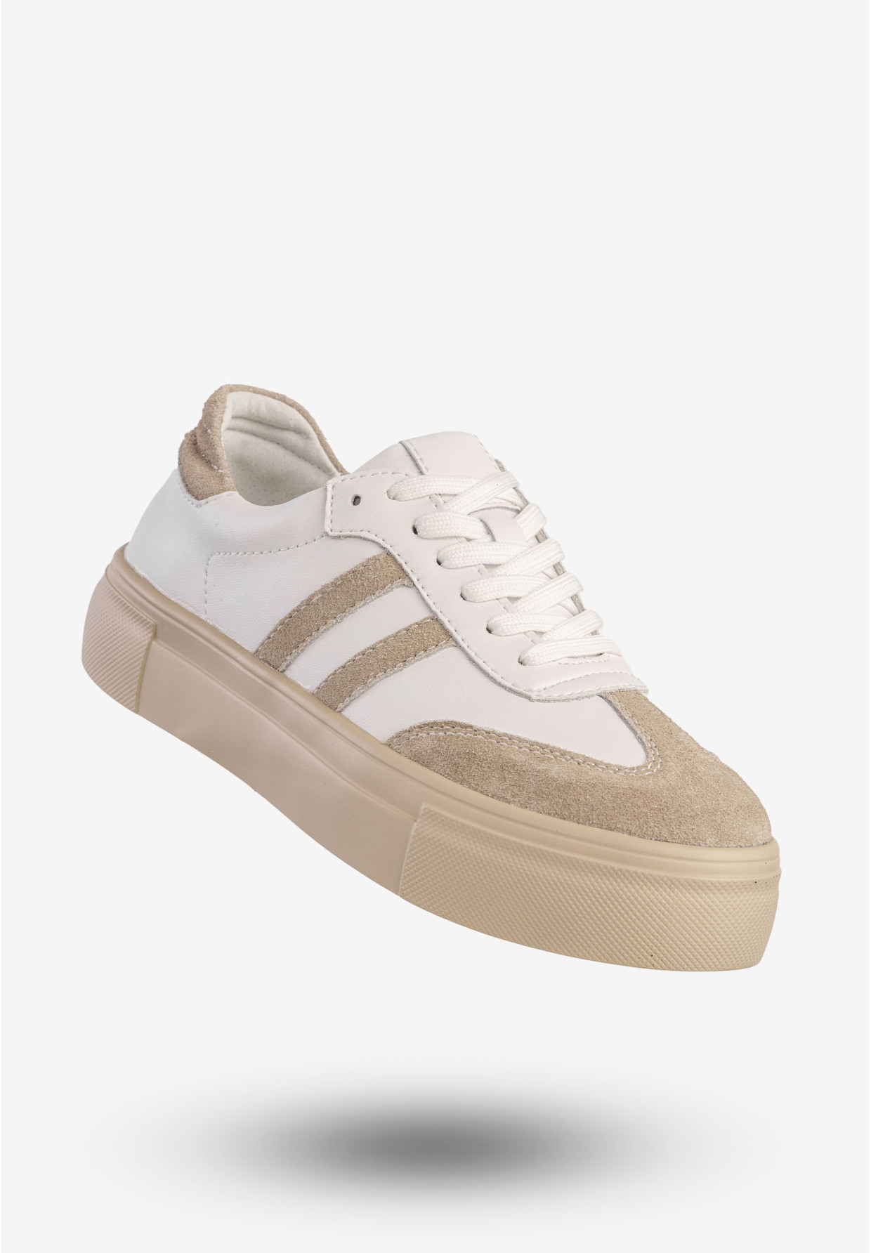 Sneakersy Damskie Skórzane Na Platformie Buty Sportowe Białe Filippo DP6841/25WH BE