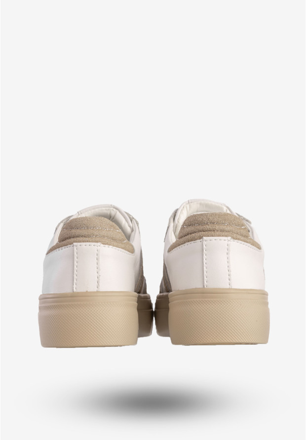 Sneakersy Damskie Skórzane Na Platformie Buty Sportowe Białe Filippo DP6841/25WH BE